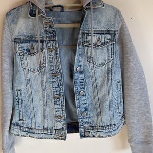 Aeropostale Blue Jean Jacket with Gray Sleeves